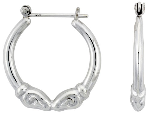 STERLING SILVER RAMS HEAD HOOP EARRINGS FOR WOMEN CLICK TOP HIGH POLISHED 1 INCH