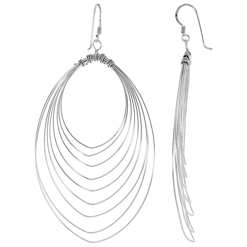 STERLING SILVER OVAL WIRE EARRINGS