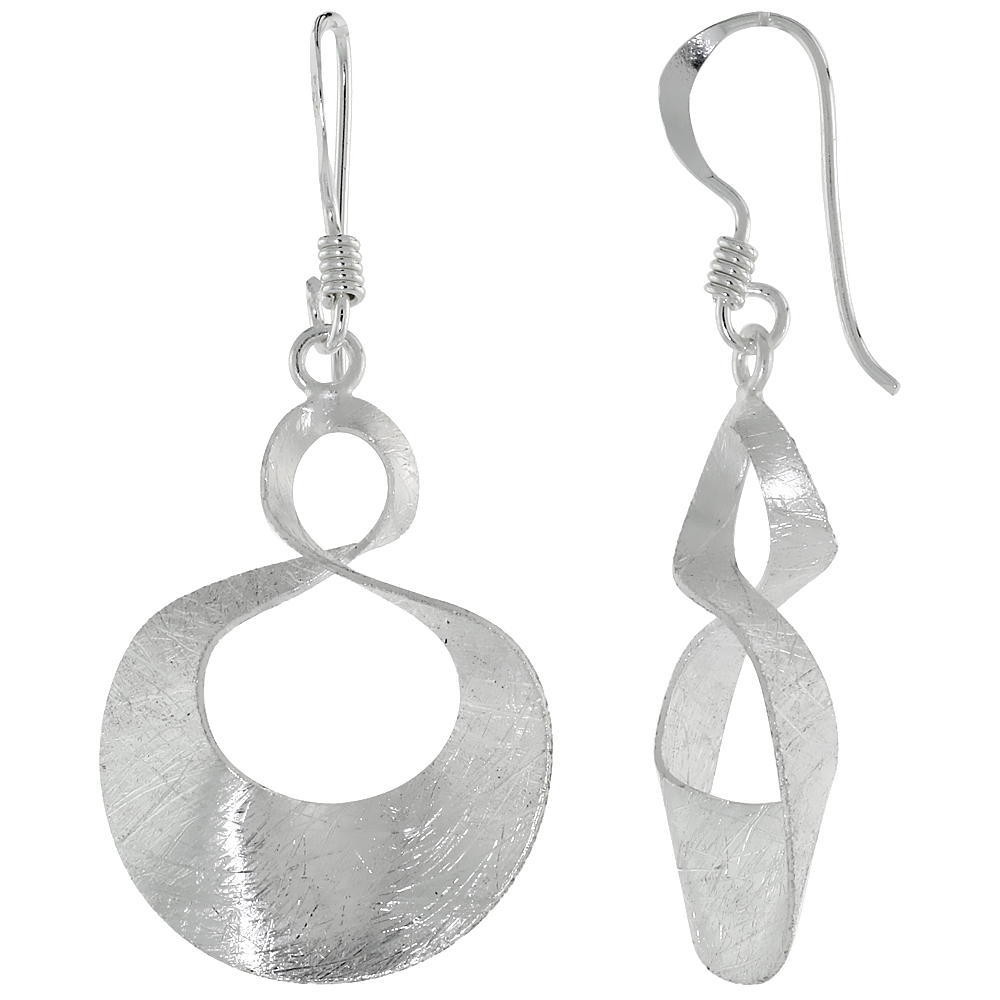 STERLING SILVER FIGURE 8 EARRINGS CRYSTALLIZED FINISH, 1 INCH