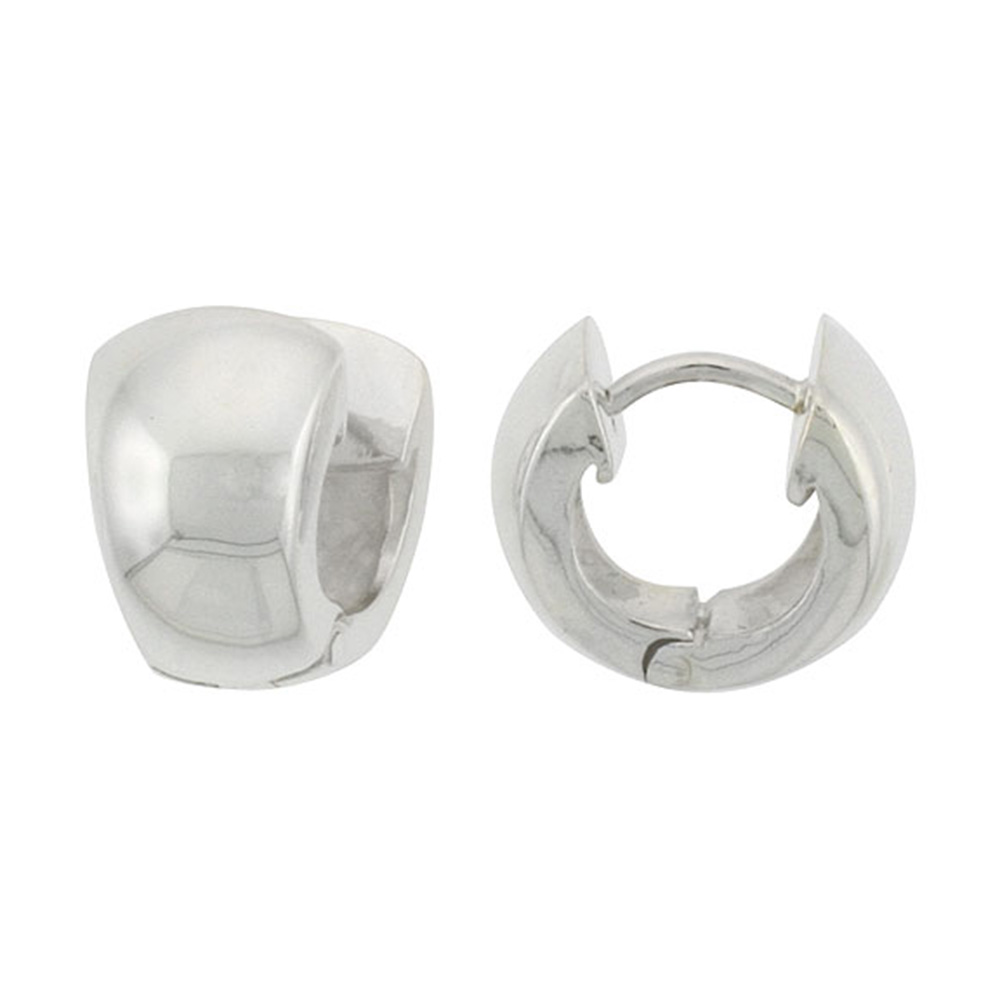 STERLING SILVER HUGGIE EARRINGS ROUND SHAPE FLAWLESS FINISH 5/16 INCH