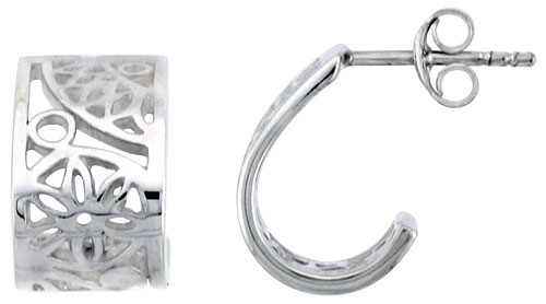 STERLING SILVER FLOWER POST EARRINGS, 1/2 INCH LONG