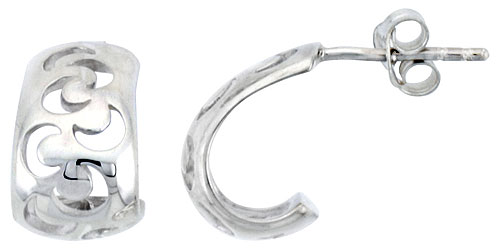 STERLING SILVER HALF-MOON POST EARRINGS, 1/2 INCH LONG