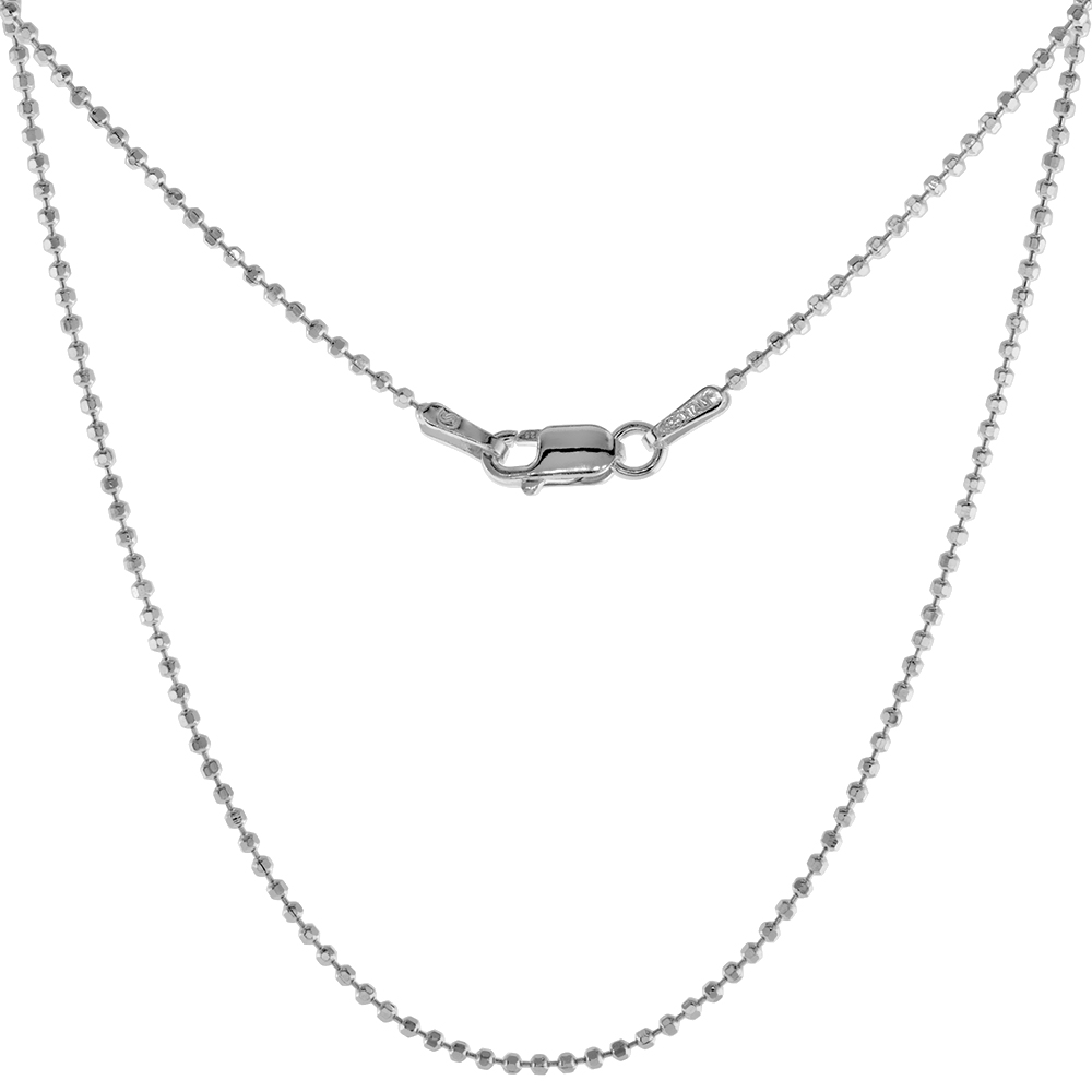 Sterling Silver Faceted fine Pallini Bead Ball Chain Necklaces & Bracelets 1.2mm Nickel Free 16-18 inch