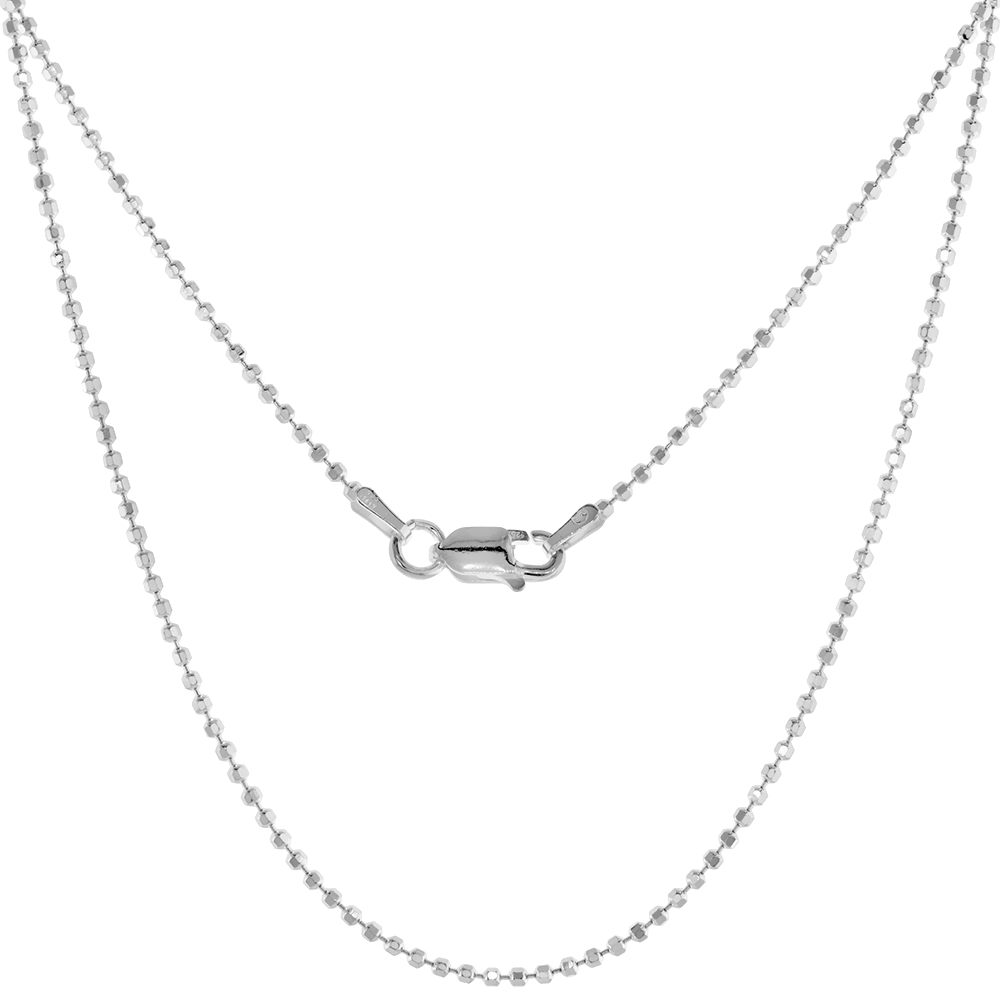 Sterling Silver Faceted Pallini Bead Ball Chain Necklaces & Bracelets 1.5mm Nickel Free Italy 7-30 inch