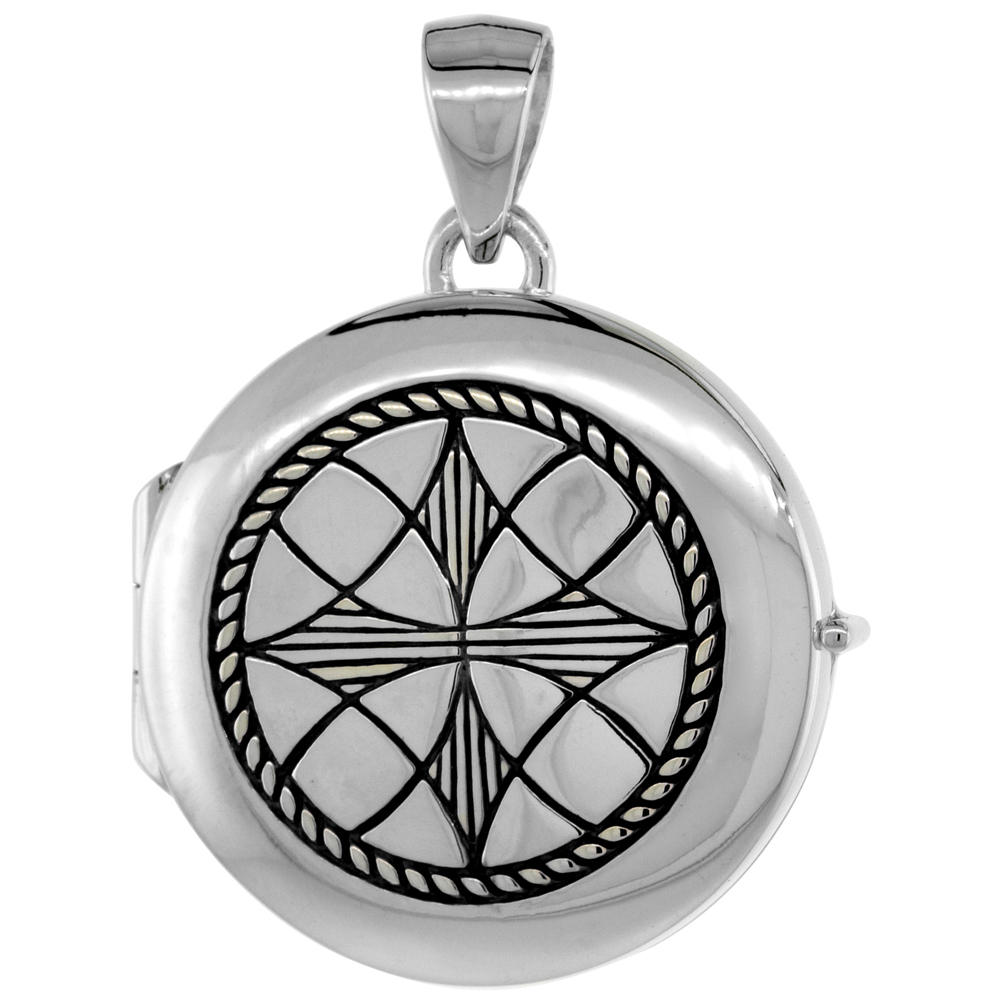 7/8 INCH STERLING SILVER CELTIC FIVE-FOLD KNOT ROUND LOCKET FOR WOMEN FLAWLESS POLISHED FINISH NO CHAIN INCLUDED