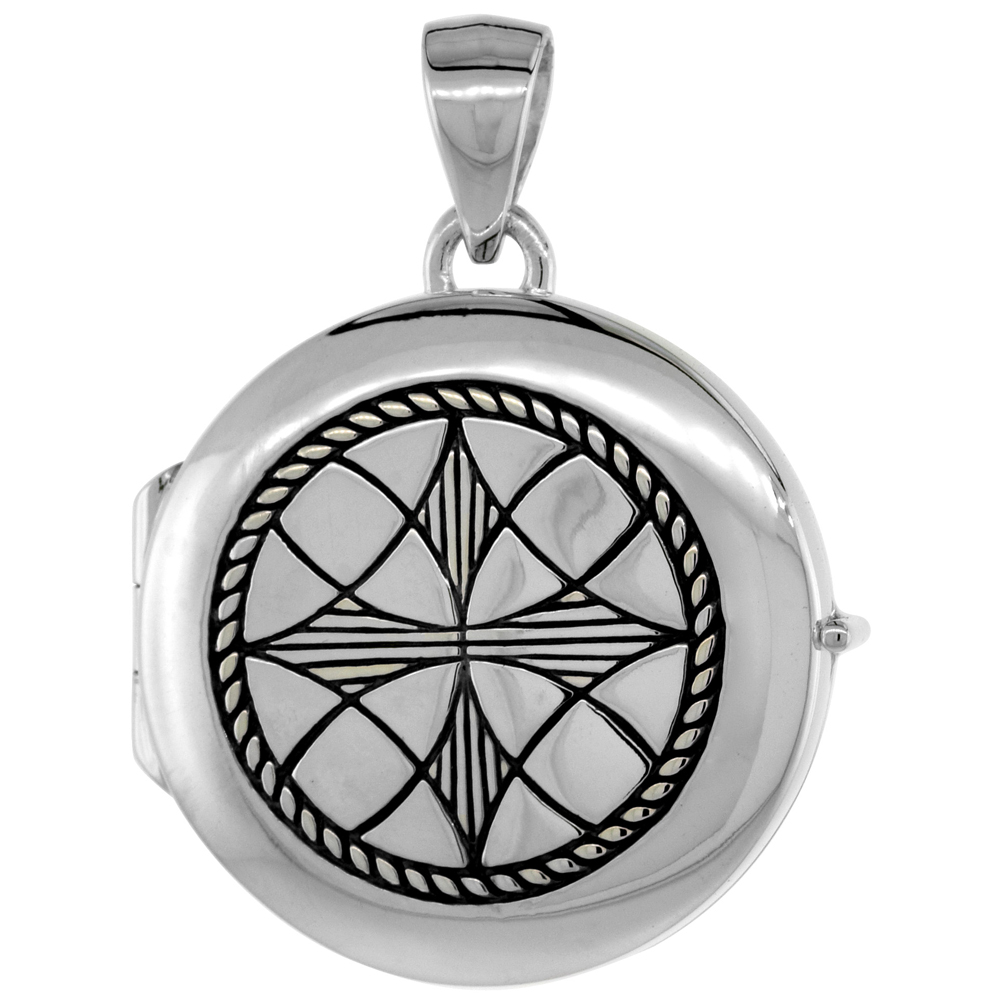 7/8 inch Sterling Silver Celtic Five-fold Knot Round Locket for Women Flawless Polished Finish