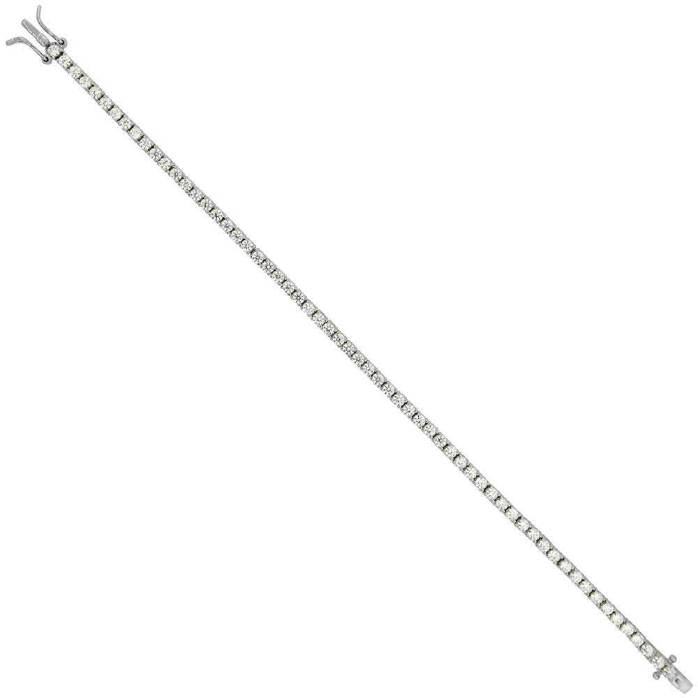 Sterling Silver 6.7 ct Cubic Zirconia Prong Set Tennis Bracelet, 1/8 inch wide