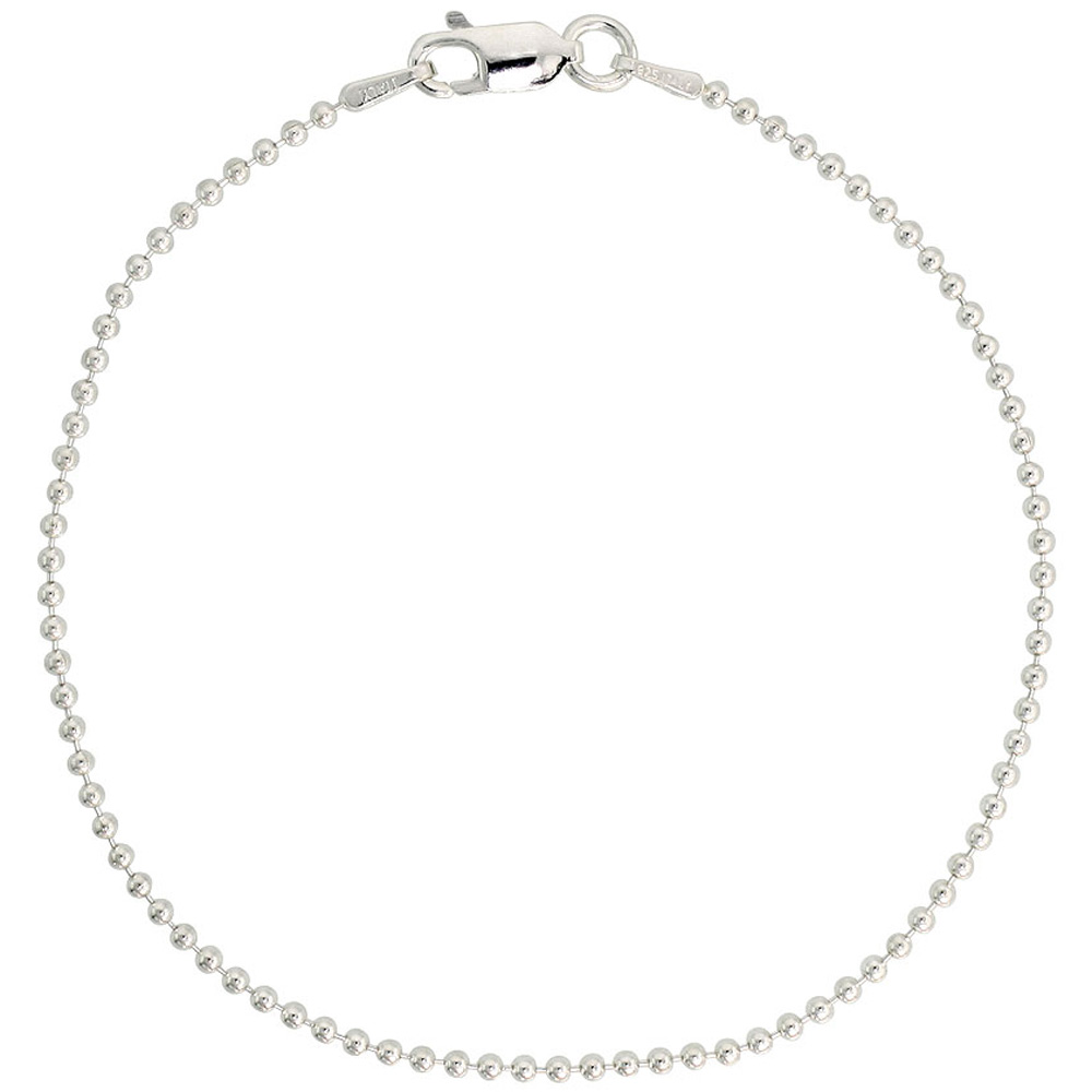 STERLING SILVER PALLINI BEAD BALL CHAIN NECKLACES & BRACELETS 1.8MM NICKEL FREE ITALY, SIZES 7 - 36 INCH