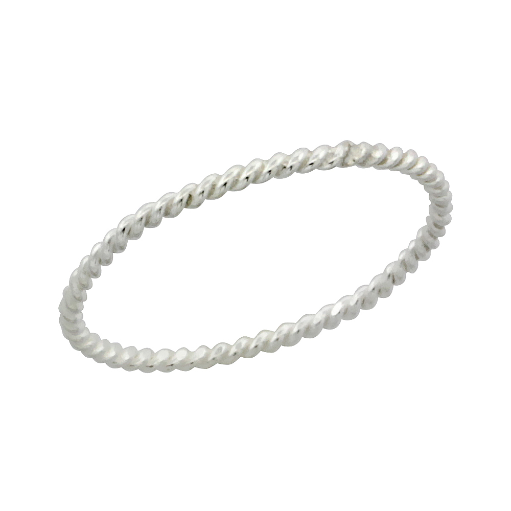 Very Dainty 1mm Sterling Silver Twisted Rope Wire Ring Toe Ring for Women Stackable Handmade sizes 1 - 7 with half sizes