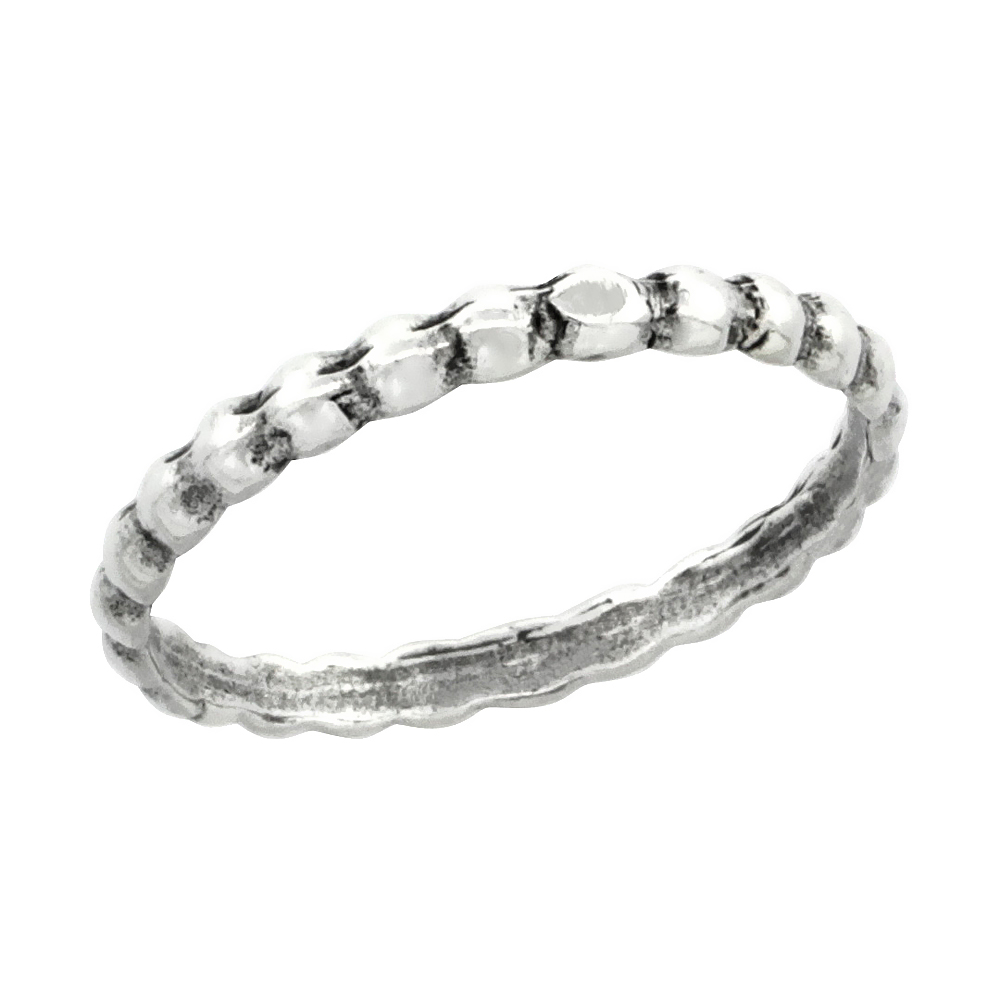 Sterling Silver Ribbed Toe Ring / Kid's Ring Thin 2 mm, sizes 1 - 2 with half size