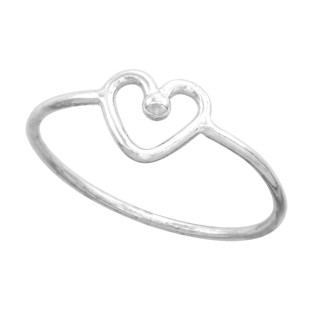 Tiny Sterling Silver 1 mm Wire Heart Rings &amp; Toe Rings for women Handmade sizes 1-7.5