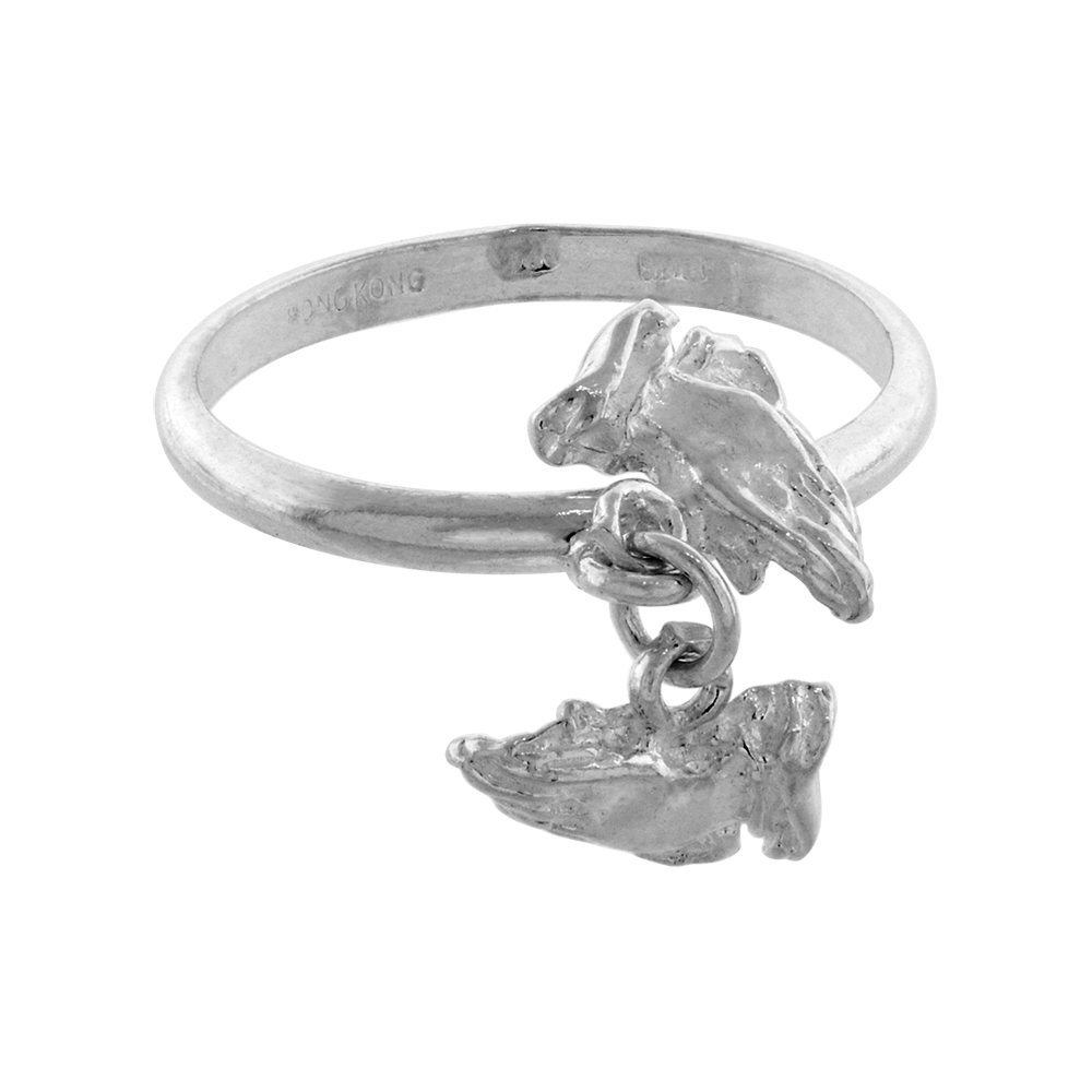STERLING SILVER PRAYING HANDS CHARM RING TOE RING FOR WOMEN 2MM WIDE SIZES 3-10.5