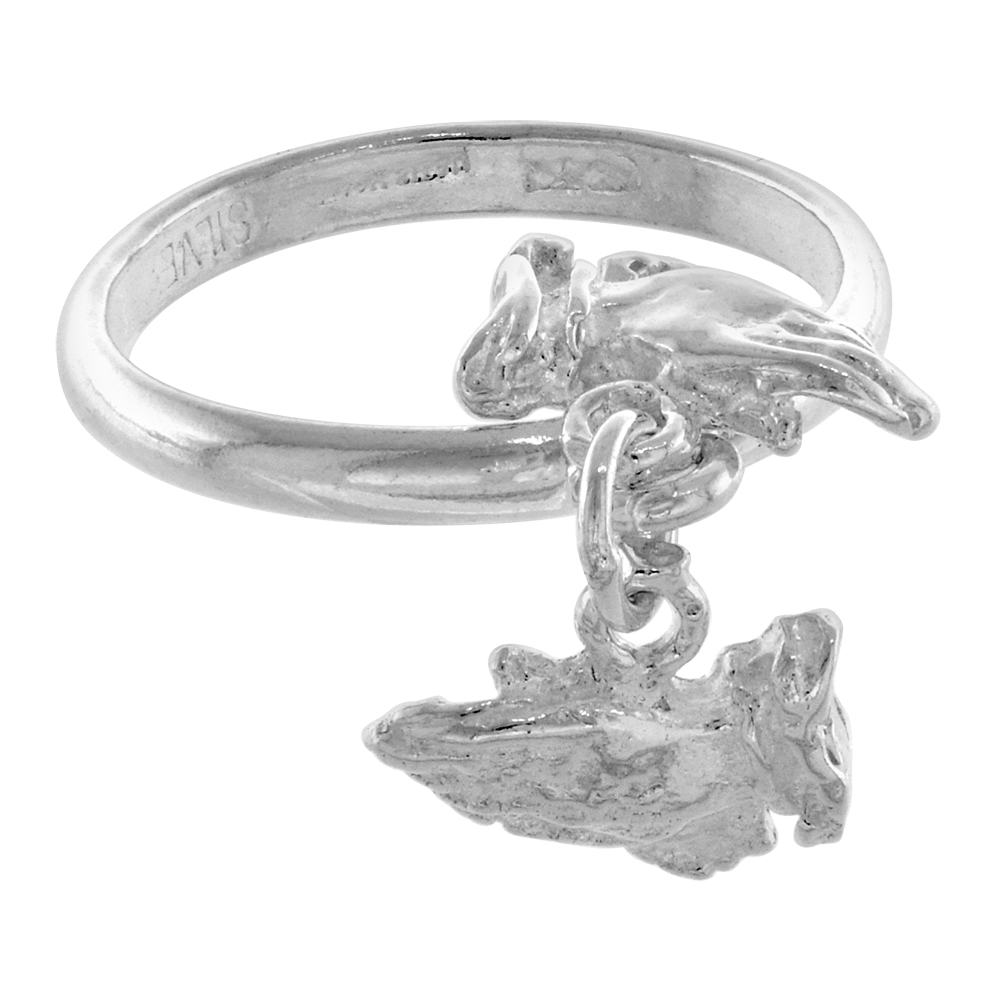 Sterling Silver Praying Hands Charm Ring Toe Ring for Women 2mm wide sizes 3-10.5