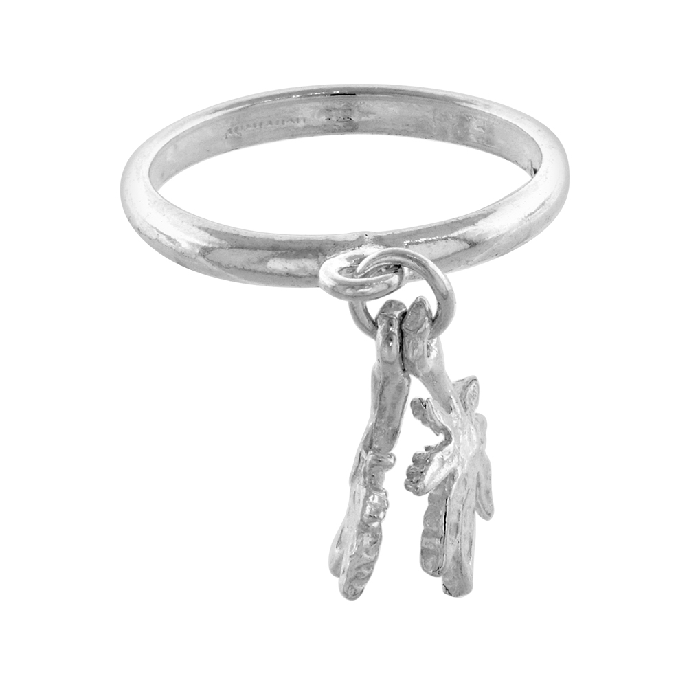 STERLING SILVER POT LEAF CHARM RING TOE RING FOR WOMEN 2MM WIDE SIZES 3-10.5