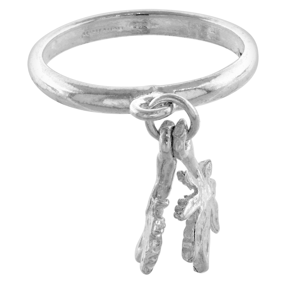 Sterling Silver Marijuana Charm Ring Toe Ring for Women 2mm wide sizes 3-10.5