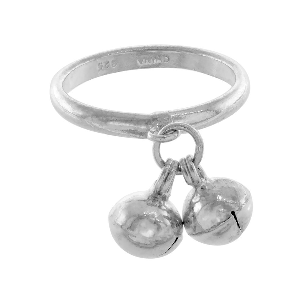 Sterling Silver Dangling Ball Charm Ring Toe Ring for Women 2mm wide sizes 3-10.5