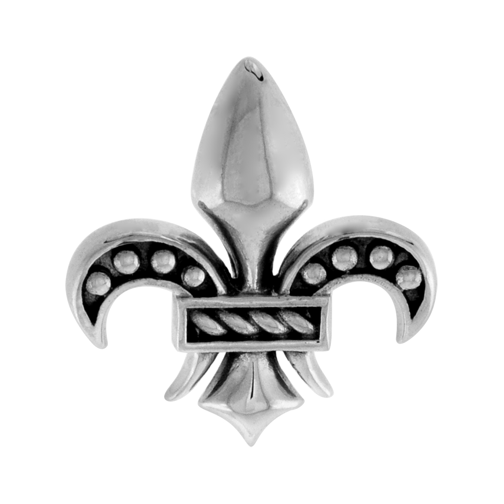 Dainty 1/2 inch Sterling Silver Fleur de Lis Pendant Necklace for Women & Girls Flawless Polished Antiqued Finish available with or without chain