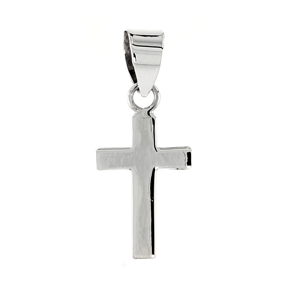 Sterling Silver Polished Cross Pendant, 5/8 inch long