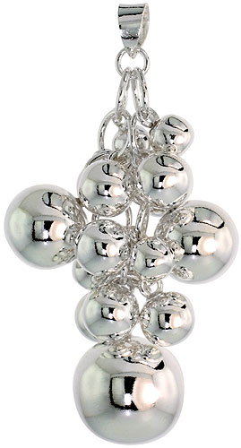 Sterling Silver Balls Cluster Pendant, 2 inches long