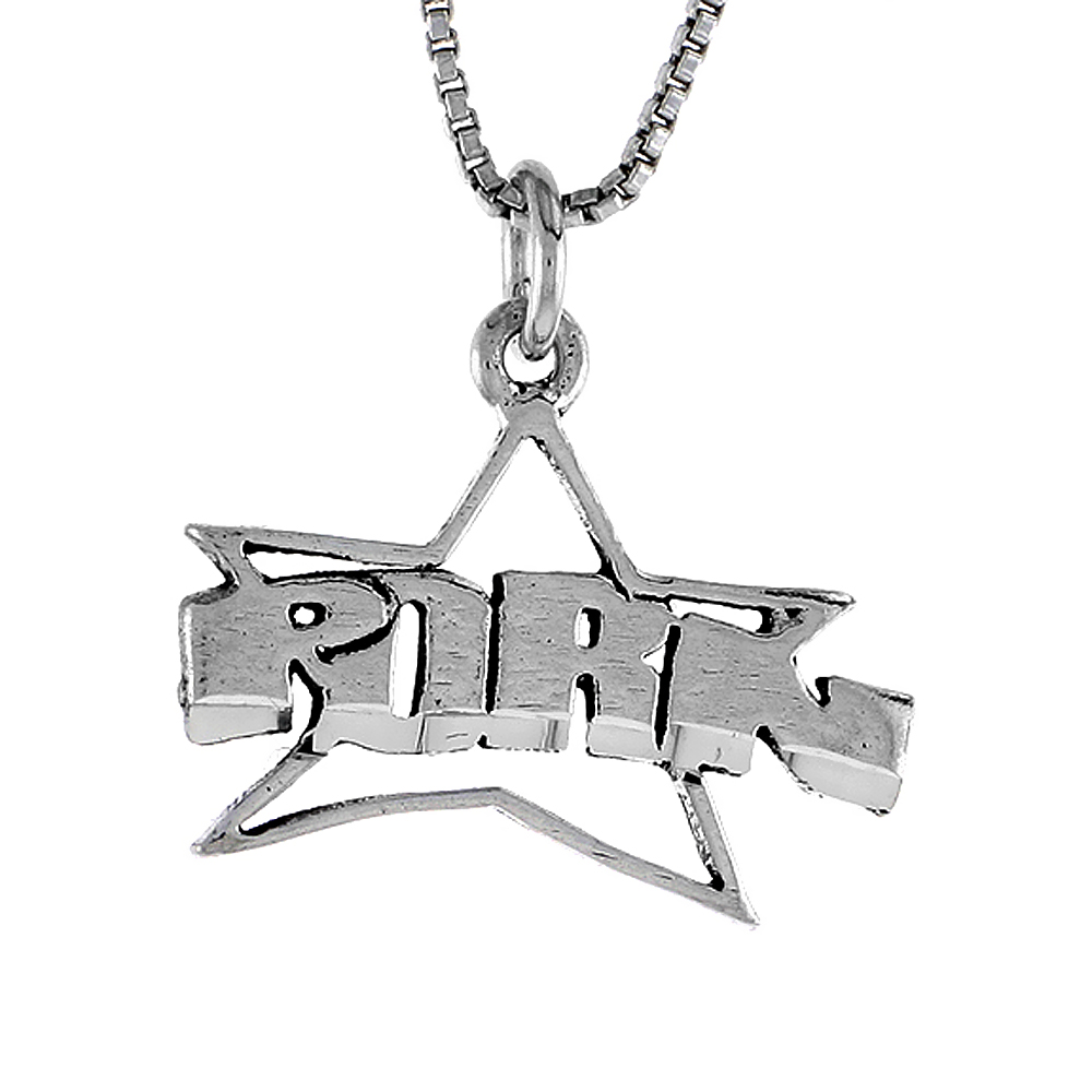 STERLING SILVER PRON STAR WORD NECKLACE ON AN 18 INCH BOX CHAIN