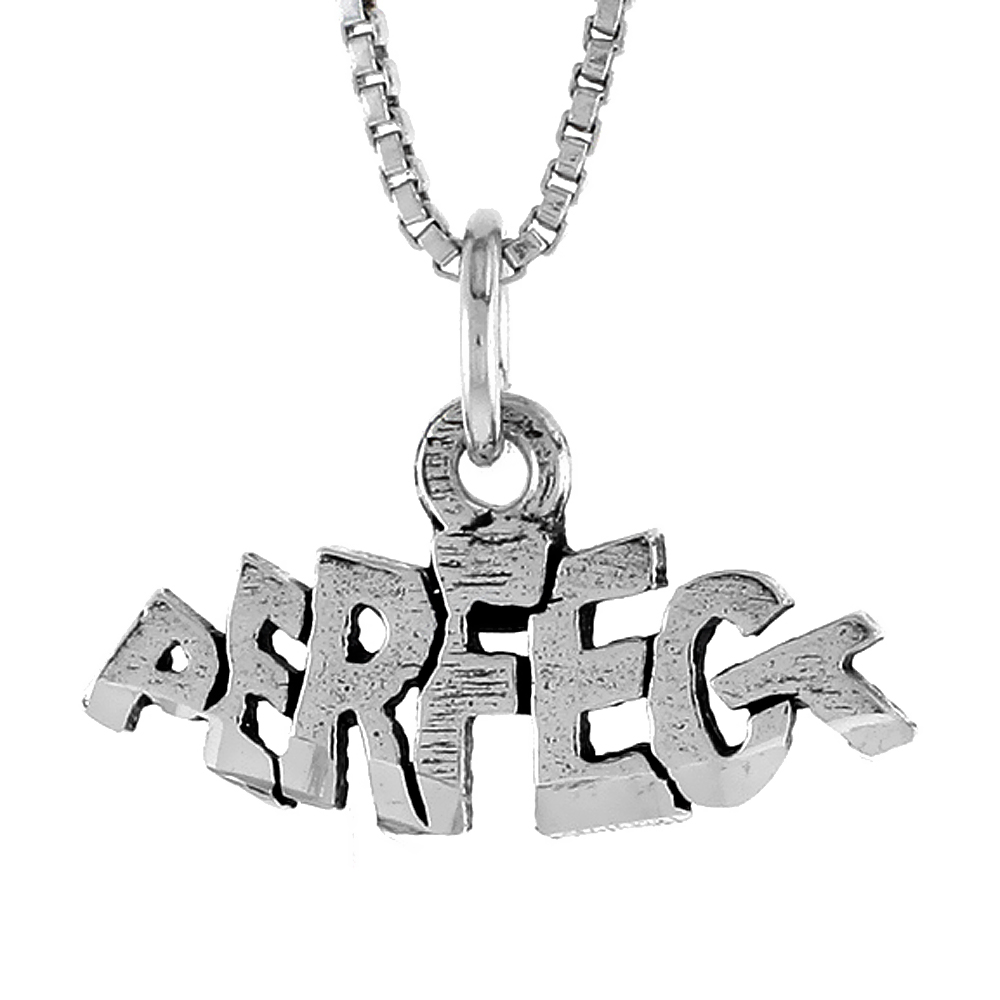STERLING SILVER PERFECT WORD NECKLACE ON AN 18 INCH BOX CHAIN