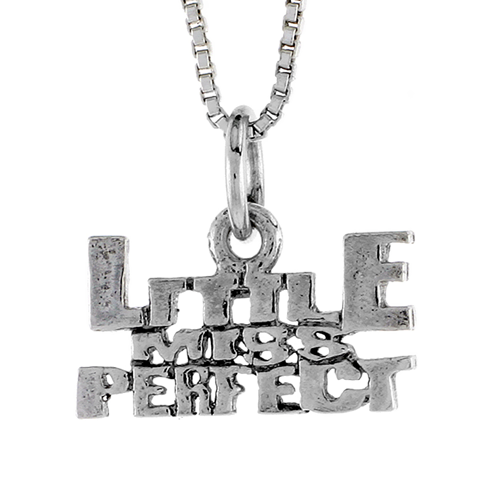 STERLING SILVER LITTLE MISS PERFECT WORD NECKLACE ON AN 18 INCH BOX CHAIN