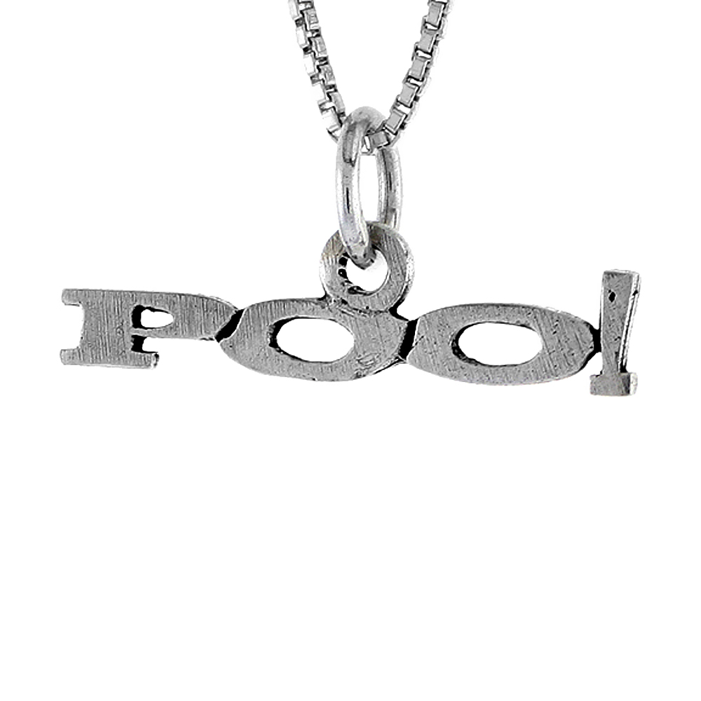 STERLING SILVER POO WORD NECKLACE ON AN 18 INCH BOX CHAIN