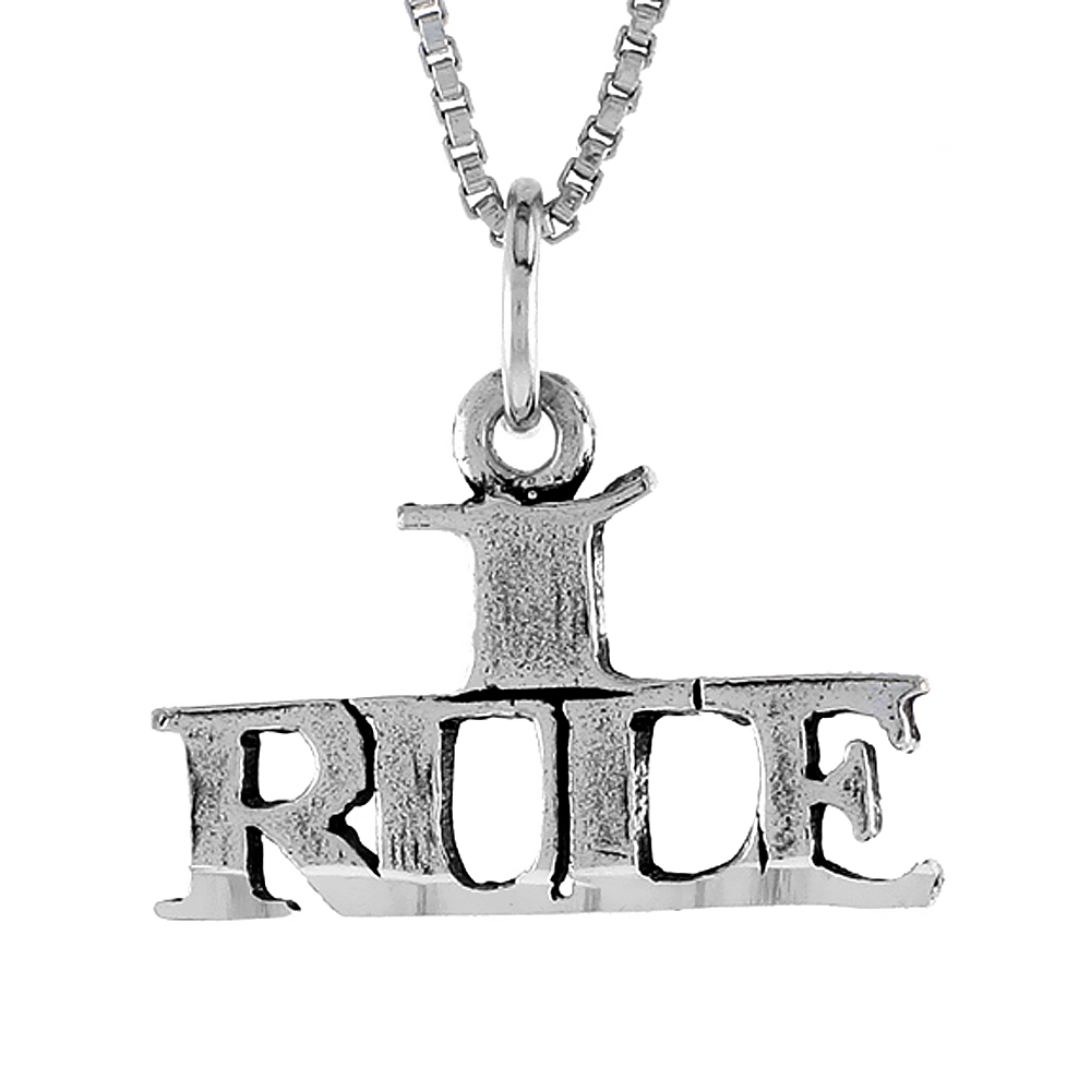 STERLING SILVER I RULE WORD NECKLACE ON AN 18 INCH BOX CHAIN