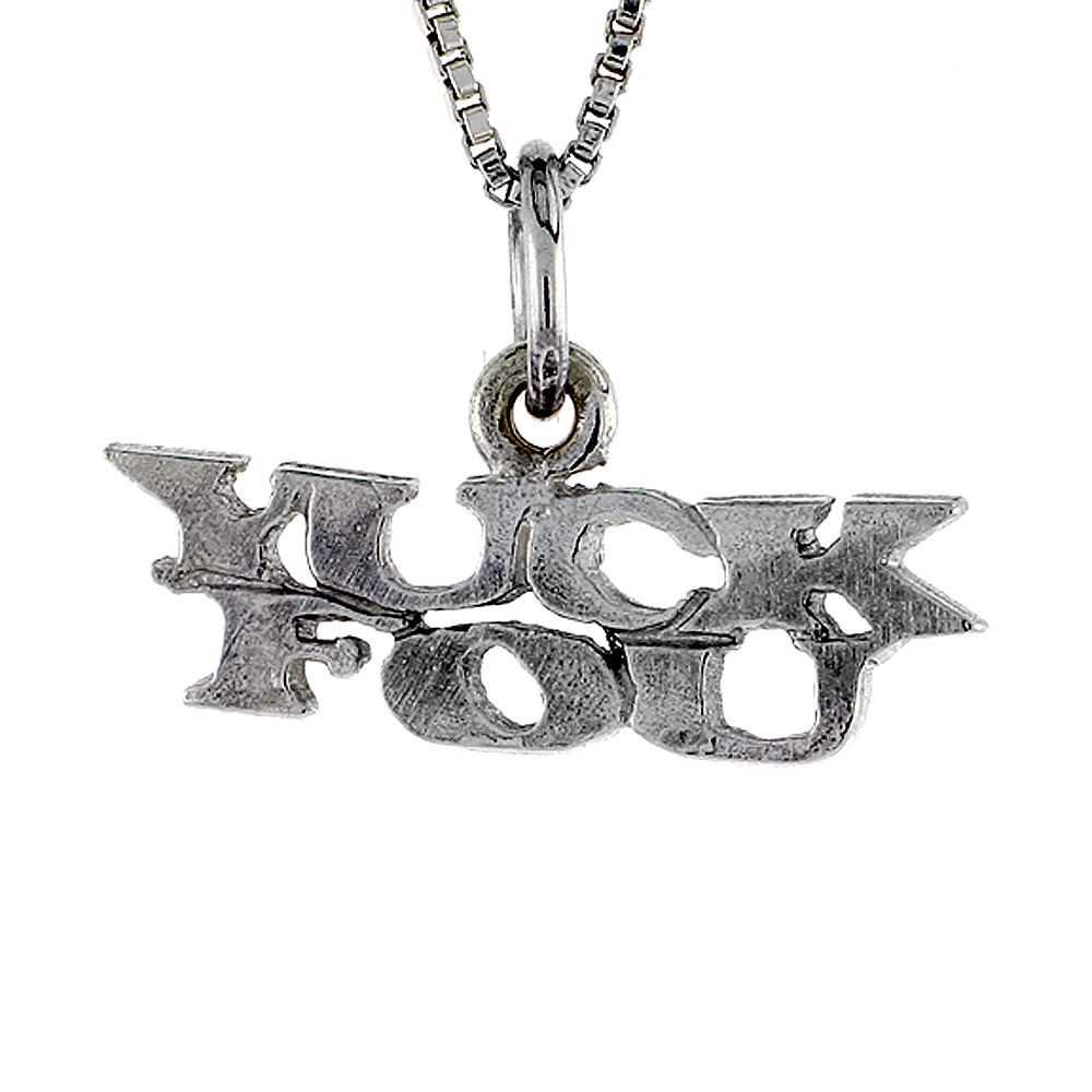 STERLING SILVER YUCK FOU WORD NECKLACE ON AN 18 INCH BOX CHAIN