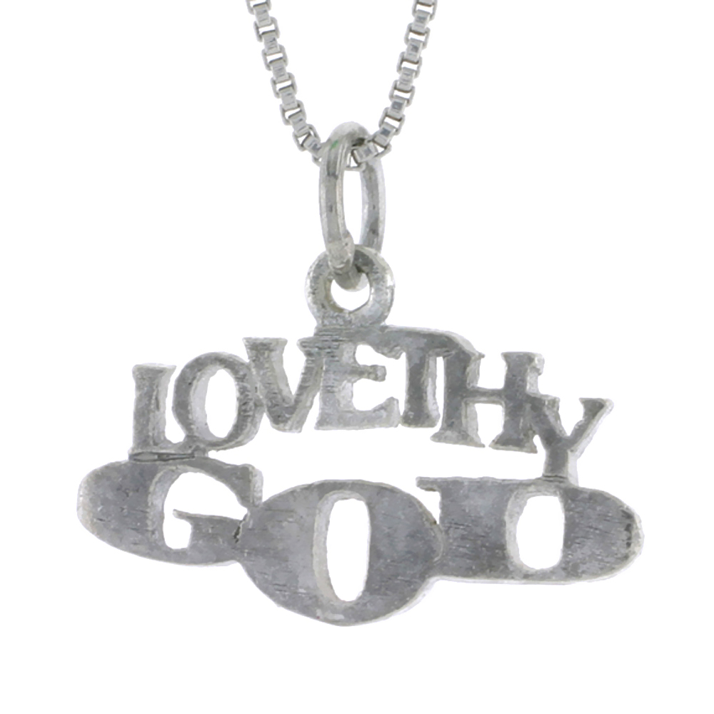 STERLING SILVER LOVE THY GOD WORD NECKLACE ON AN 18 INCH BOX CHAIN