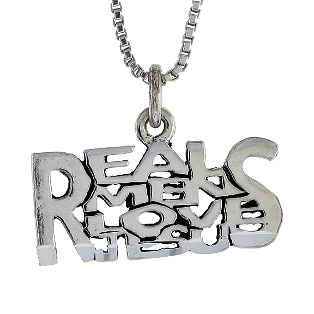 STERLING SILVER REAL MEN LOVE JESUS WORD NECKLACE ON AN 18 INCH BOX CHAIN