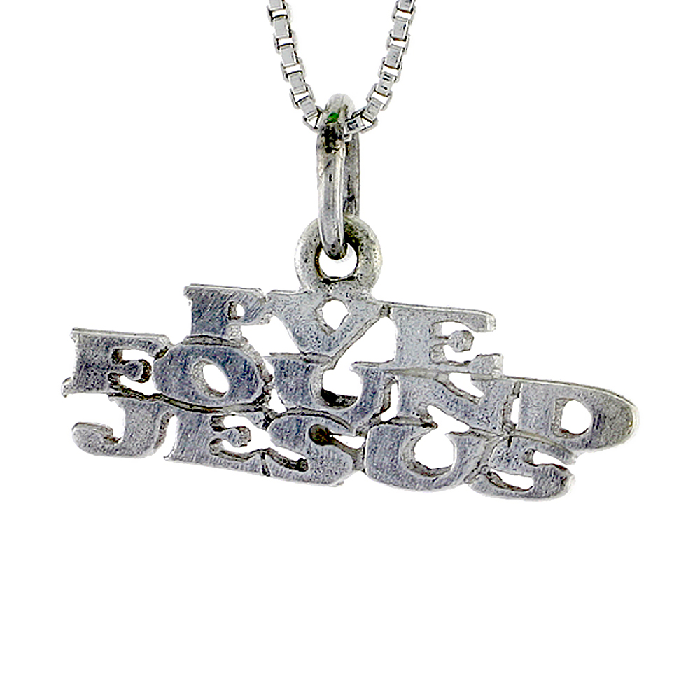 STERLING SILVER I'VE FOUND JESUS WORD NECKLACE ON AN 18 INCH BOX CHAIN