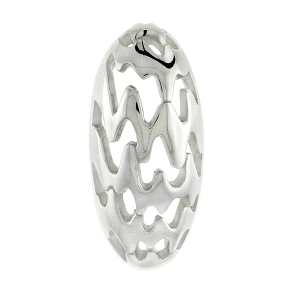STERLING SILVER OVAL PENDANT, 1 INCH LONG