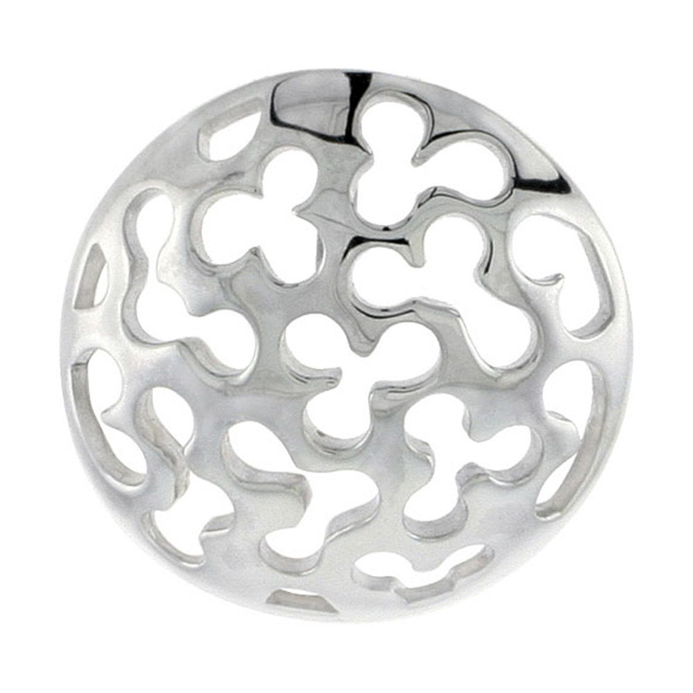STERLING SILVER ROUND PENDANT, 3/4 INCH LONG