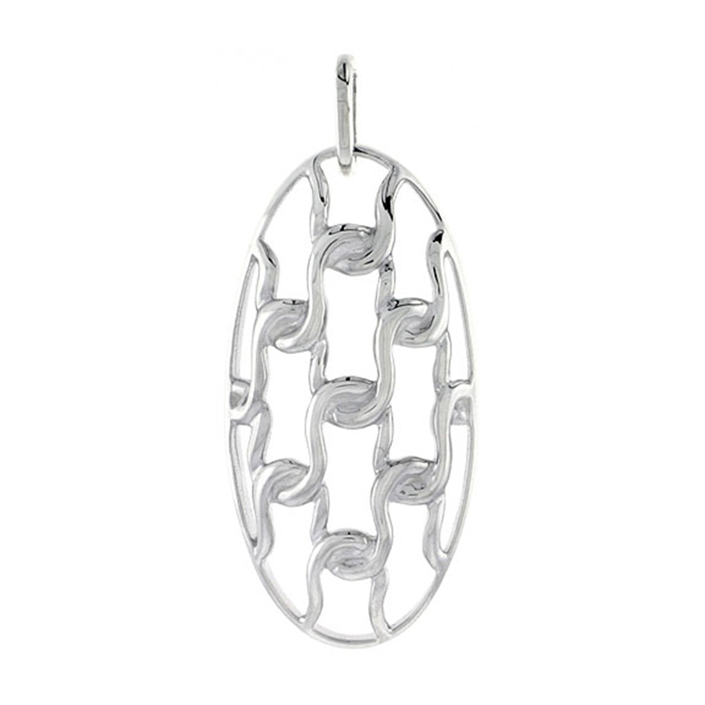 STERLING SILVER ROUND PENDANT, 1 1/4 INCH LONG