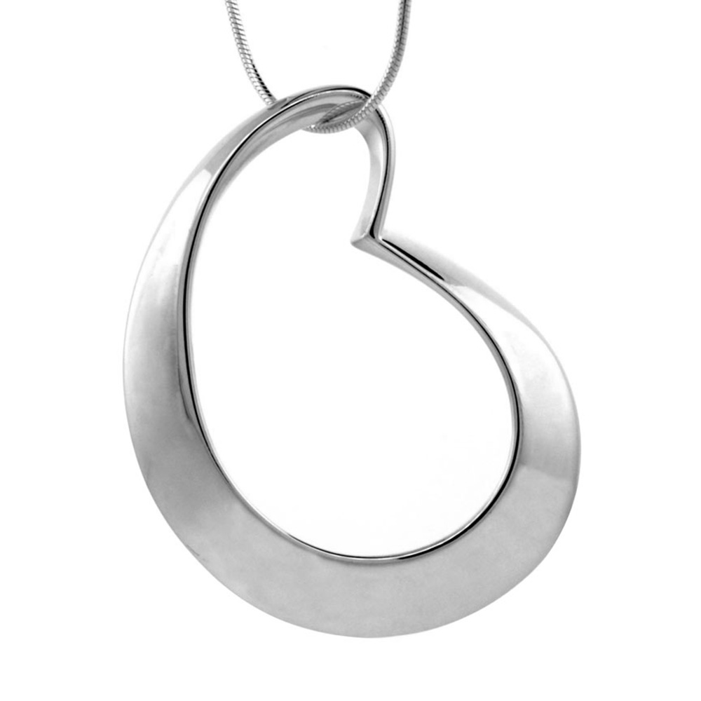 STERLING SILVER LARGE FLOATING HEART PENDANT 1 1/2 INCH LONG