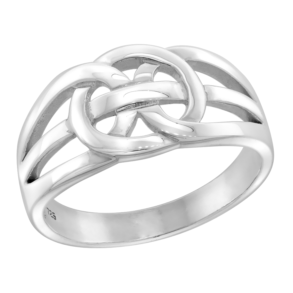 STERLING SILVER CELTIC LOVE KNOT RING 5/16 INCH WIDE, SIZES 9-14