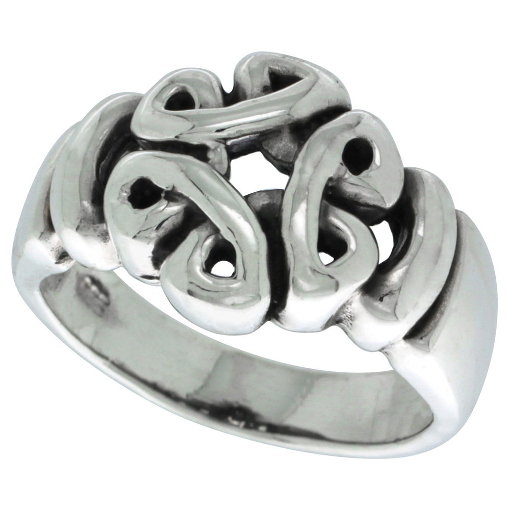 STERLING SILVER CELTIC KNOT RING 7/16 INCH WIDE SIZES 5 - 13