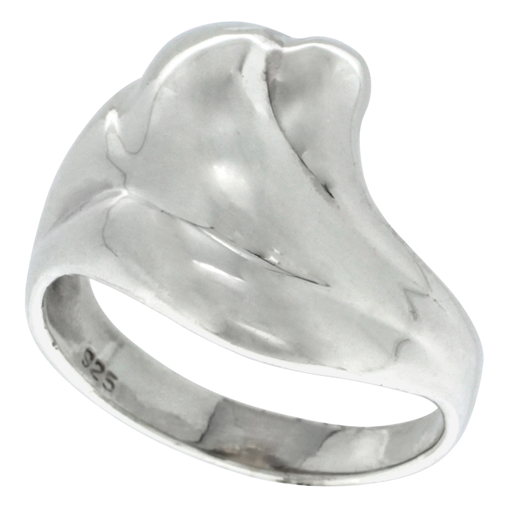 STERLING SILVER SCALLOPED DOME RING 1/2 INCH WIDE SIZES 5 - 11