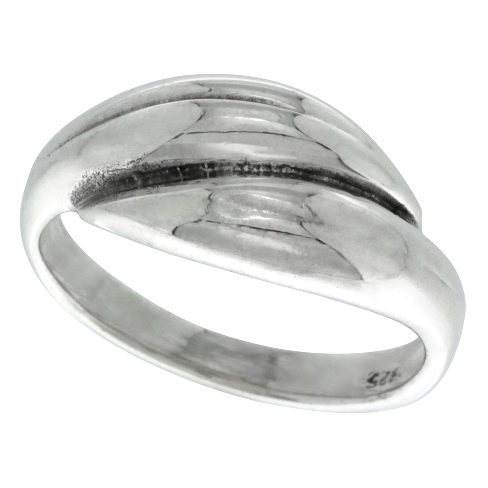 STERLING SILVER DOUBLE DOME RING 3/8 INCH WIDE SIZES 5 - 12