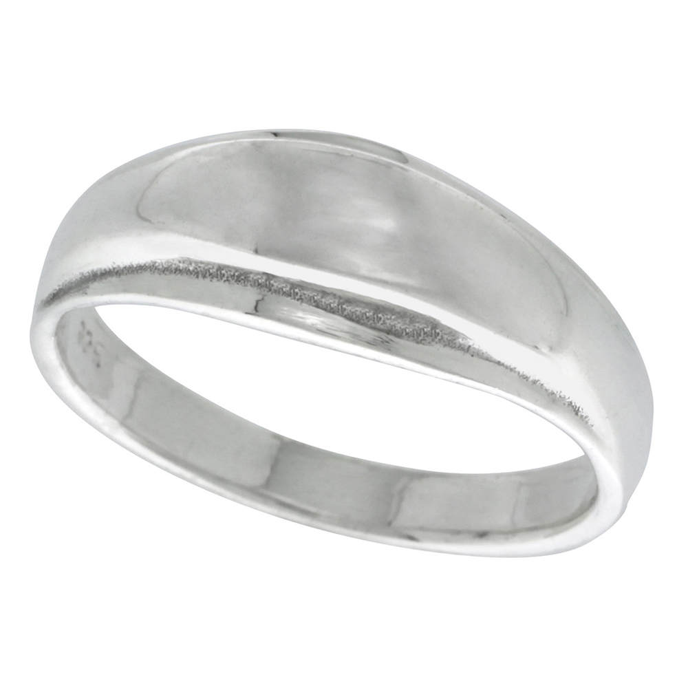 STERLING SILVER DOMED RING 3/8 INCH WIDE SIZES 5 - 13