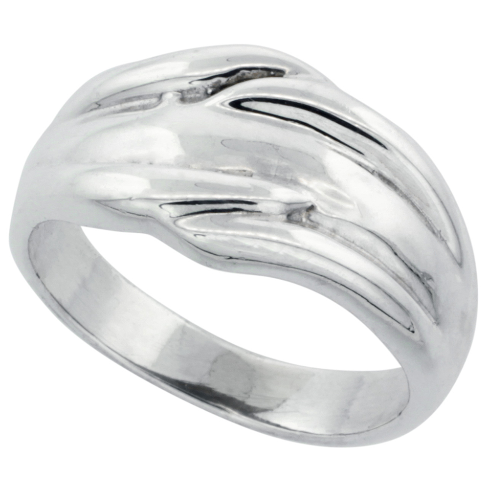 STERLING SILVER FREEFORM DOME RING 1/2 INCH WIDE SIZES 5 - 14