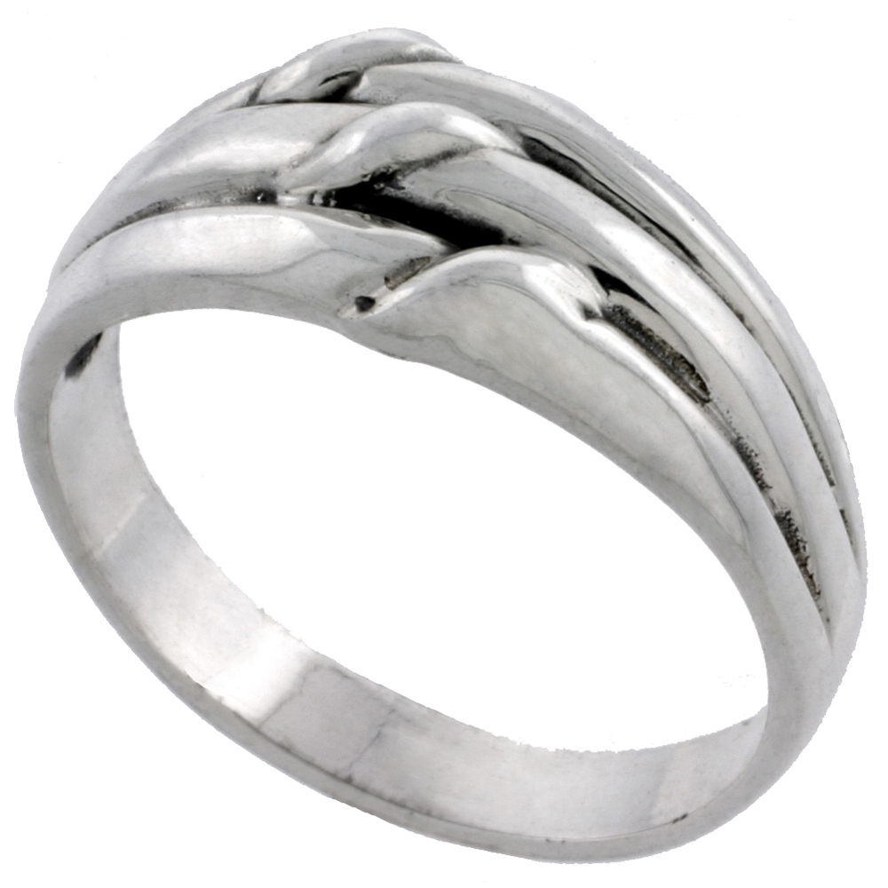 STERLING SILVER GROOVED KNOT RING 3/8 INCH WIDE SIZES 5 - 13