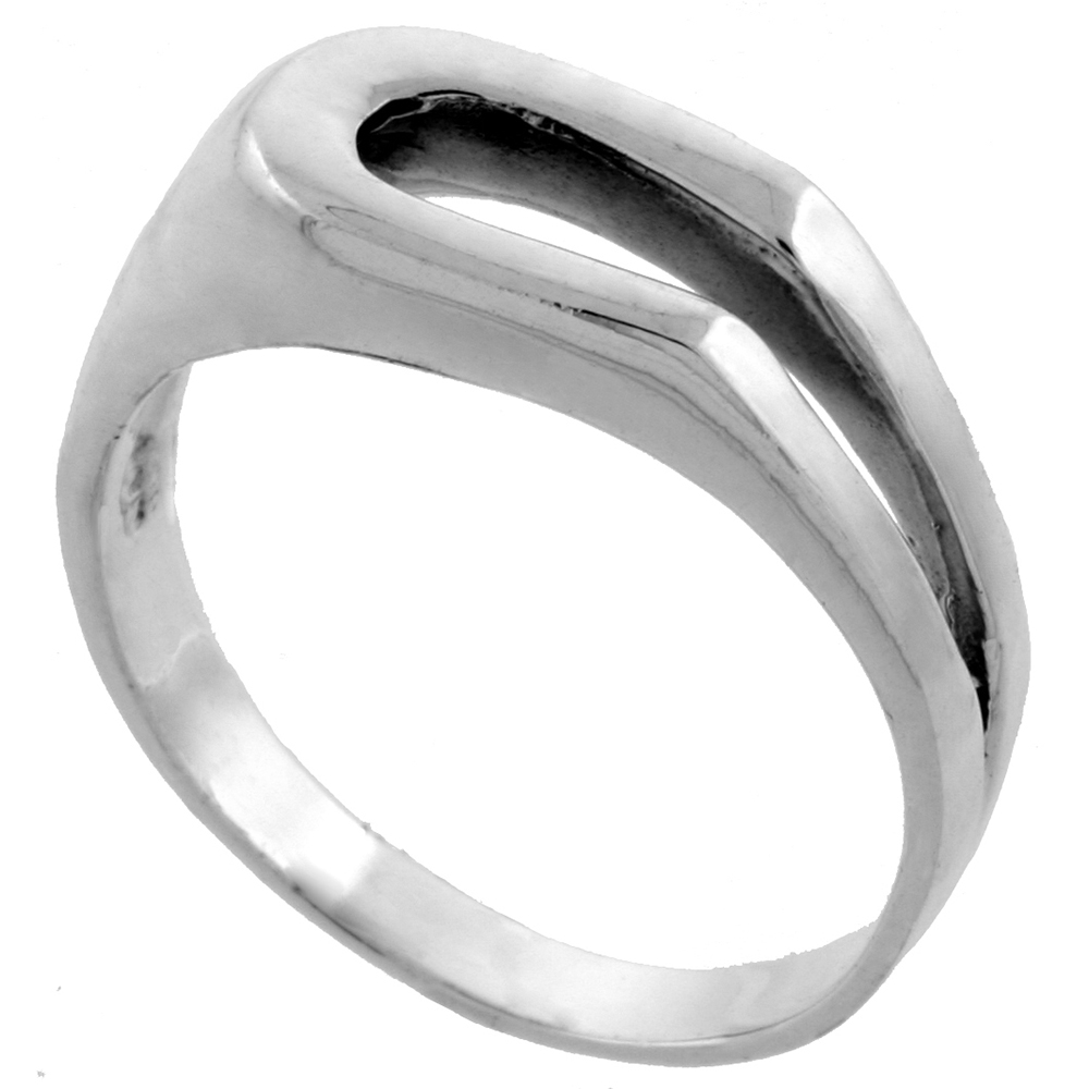 STERLING SILVER HORSESHOE RING 3/8 INCH WIDE SIZES 5 - 13