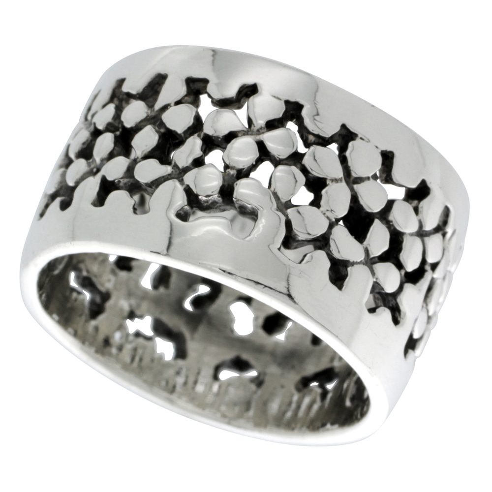 STERLING SILVER PEBBLES RING 5/8 INCH WIDE SIZES 6 - 11