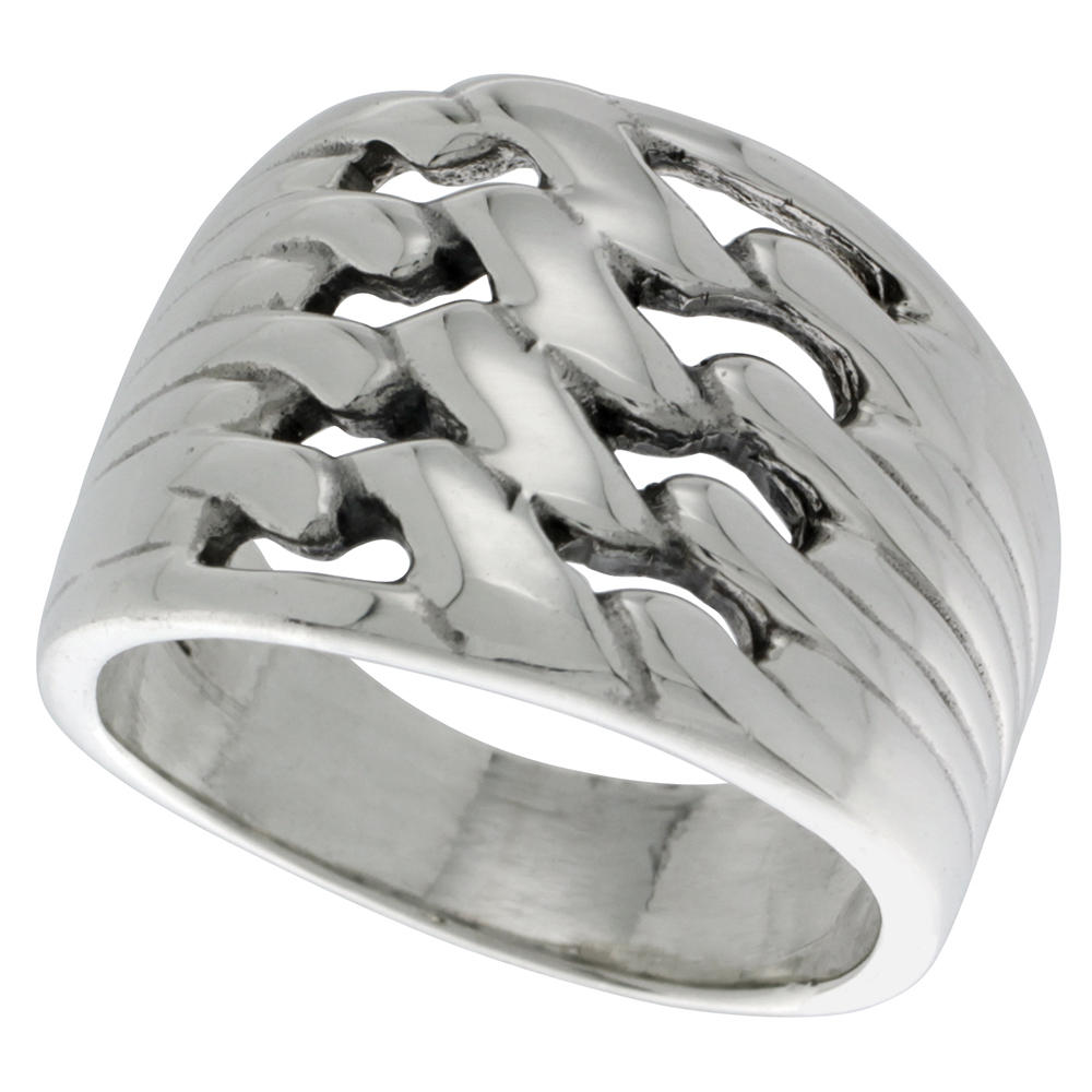 STERLING SILVER TWIST KNOT RING 3/4 INCH WIDE SIZES 5 - 14