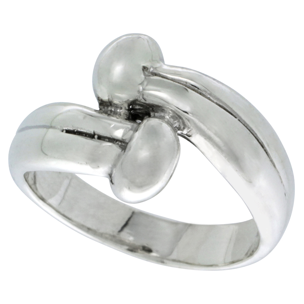 STERLING SILVER DOUBLE BEAD RING 1/2 INCH WIDE SIZES 5 - 13