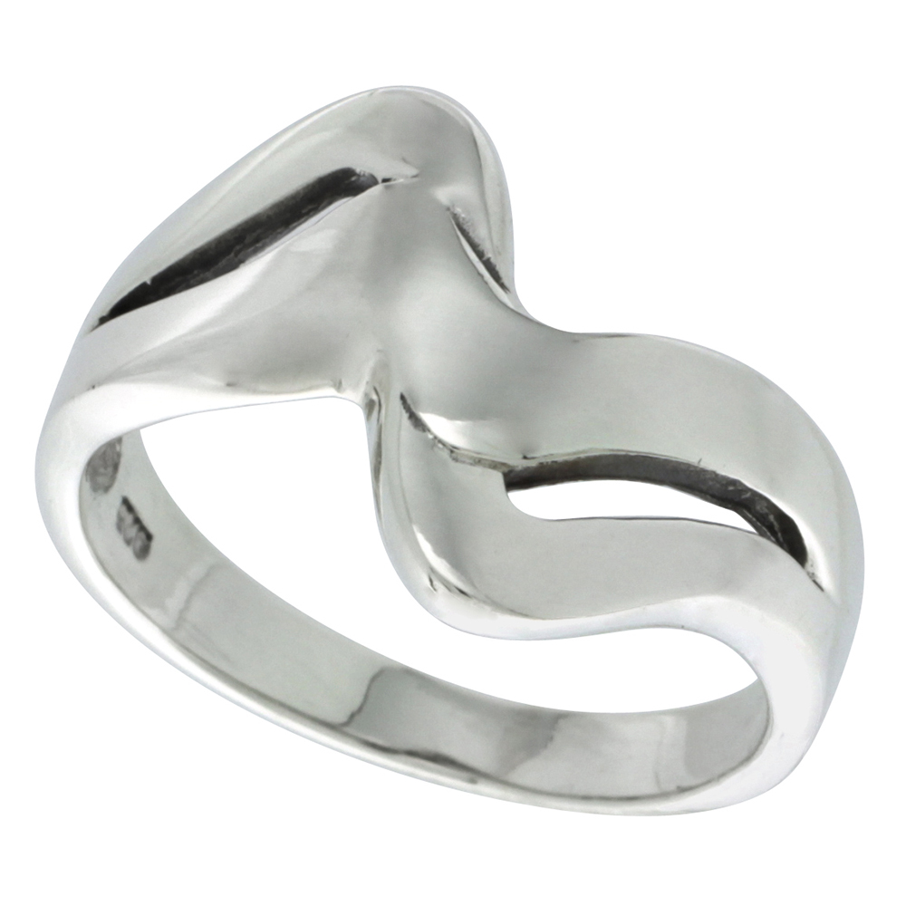 STERLING SILVER FREEFORM RING 1/2 INCH WIDE SIZES 6 - 13