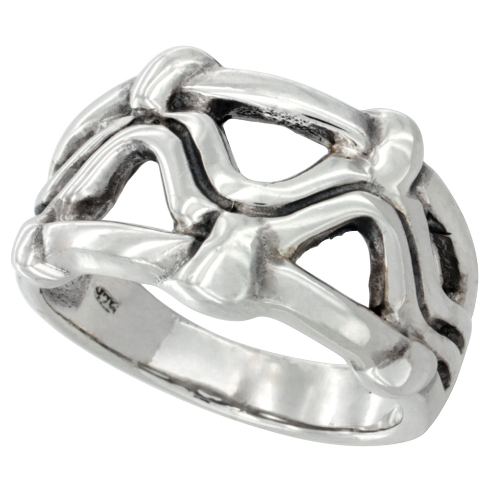 STERLING SILVER WAVE RING 7/16 INCH WIDE SIZES 5 - 10