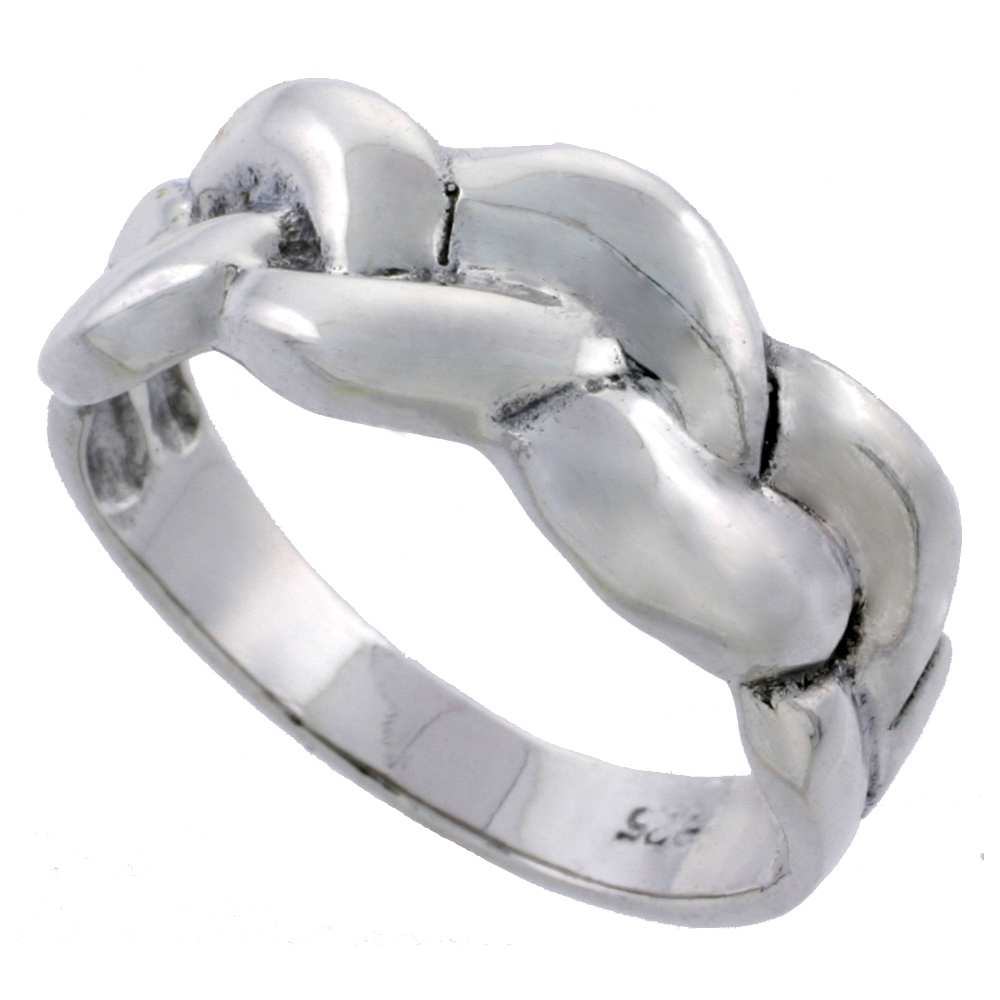 STERLING SILVER BRAID RING 5/16 INCH WIDE SIZES 5 - 14
